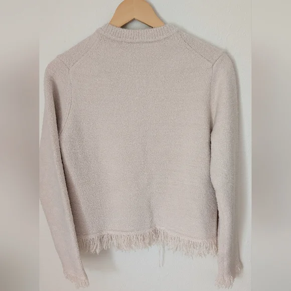 NWT Zara Crewneck Cardigan Scandi Girl Sweater In Ivory w/ Black Bows, Sz L - Picture 2 of 8